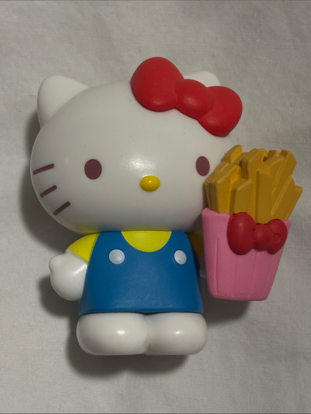 💝 Cutest Hello Kitty White Figure with Red Bow, Blue Outfit and Pink Fries